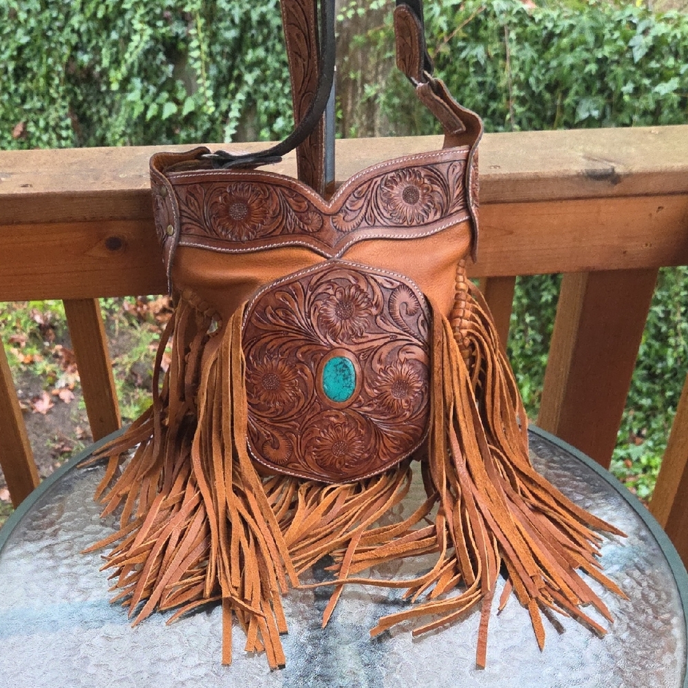 American Darling Fringe,Tooled Crossbody Bag